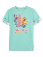 Abito con stampa grafica per bambina Billieblush blu con scollo rotondo U20980 74A BILLIEBLUSH 