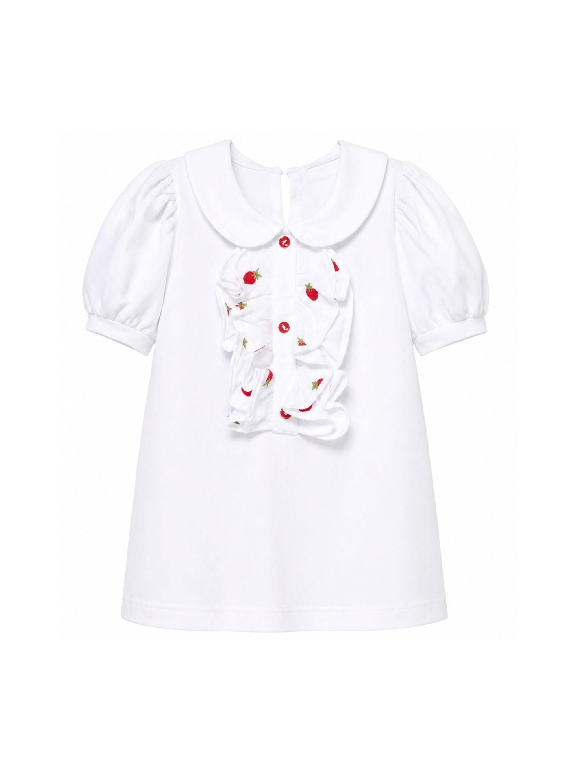 T-shirt per bambina Monnalisa bianca con ruches sul davanti 31G618 7201 0099 MONNALISA 