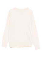 Felpa per bambino TRUSSARDI JUNIOR écru girocollo con logo ricamato TBA25011MA NEW ECRU TRUSSARDI JUNIOR 