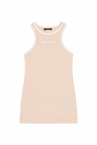 T-shirt per bambina Balmain Kids beige con logo stampato sul davanti BY8A12 Z3277 107BC BALMAIN KIDS 