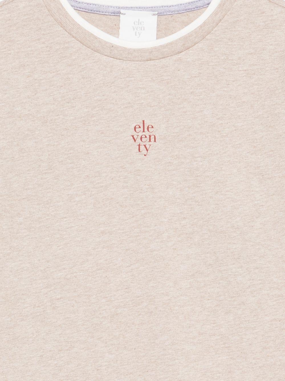 T-shirt per bambino Eleventy Kids beige con logo sul davanti EY8P31 Z3711 873AV ELEVENTY KIDS 