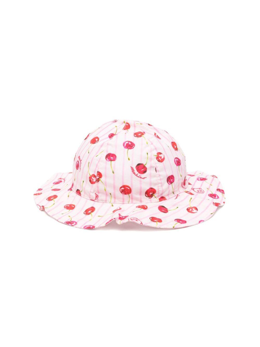 Cappello per neonata Moschino Kids bianco con stampa ciliegie all-over MDX028LLB66 83658 MOSCHINO KIDS 