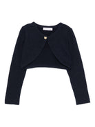 Cardigan per bambina Monnalisa blu con bottoni a forma di cuore 17FCAF 6204 056S MONNALISA 