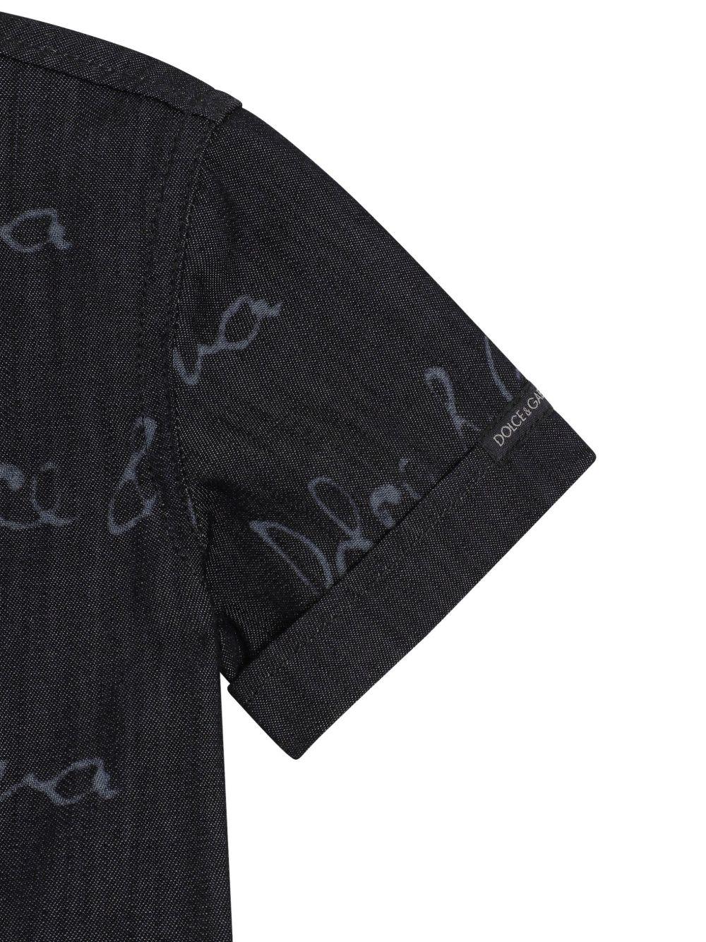 Camicia per neonato Dolce & Gabbana Kids nero in denim con colletto classico L14S22 LDC87 S9000 DOLCE & GABBANA KIDS 