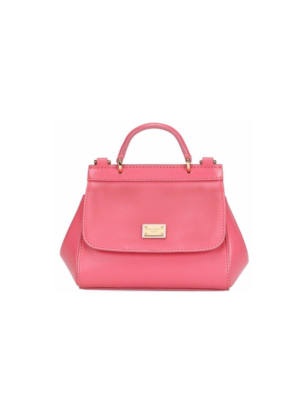 Borsa Sicily mini per bambina Dolce & Gabbana Kids rosa con dettaglio placca logo dorata EB0003 AW576 80422 DOLCE & GABBANA KIDS 
