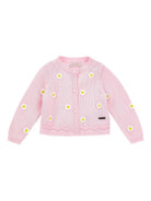 Cardigan per neonata Monnalisa rosa con decorazione con margherite 39G800 7040 0090 MONNALISA KIDS 