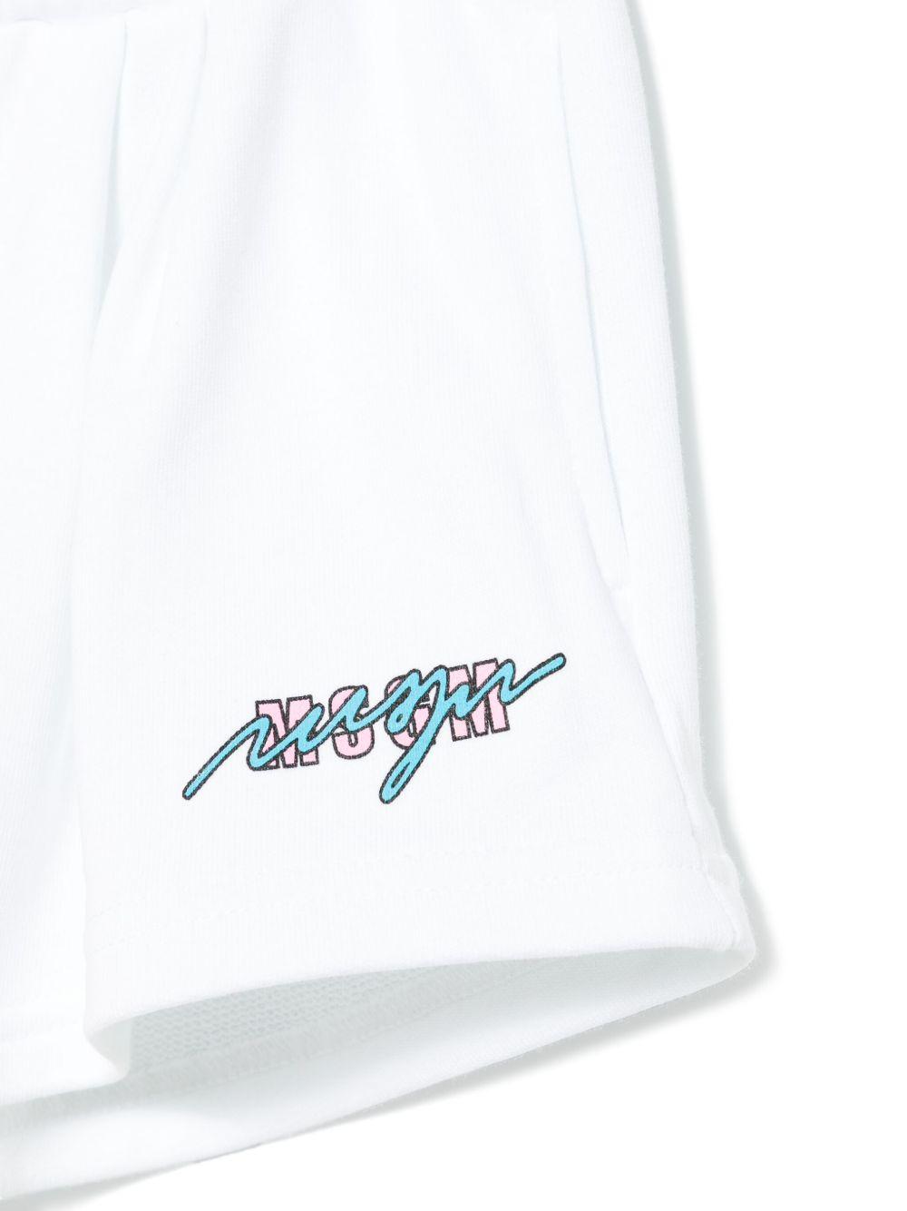 Shorts sportivi in cotone per bambina MSGM Kids bianco con stampa sulla gamba S5MSJGSH093 001 MSGM KIDS 