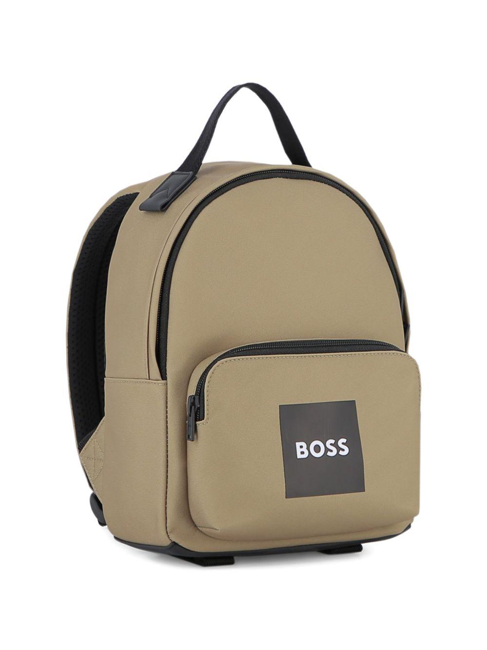 Zaino per bambino Boss Kids beige con toppa con logo quadrato J53136 295 BOSS KIDS 