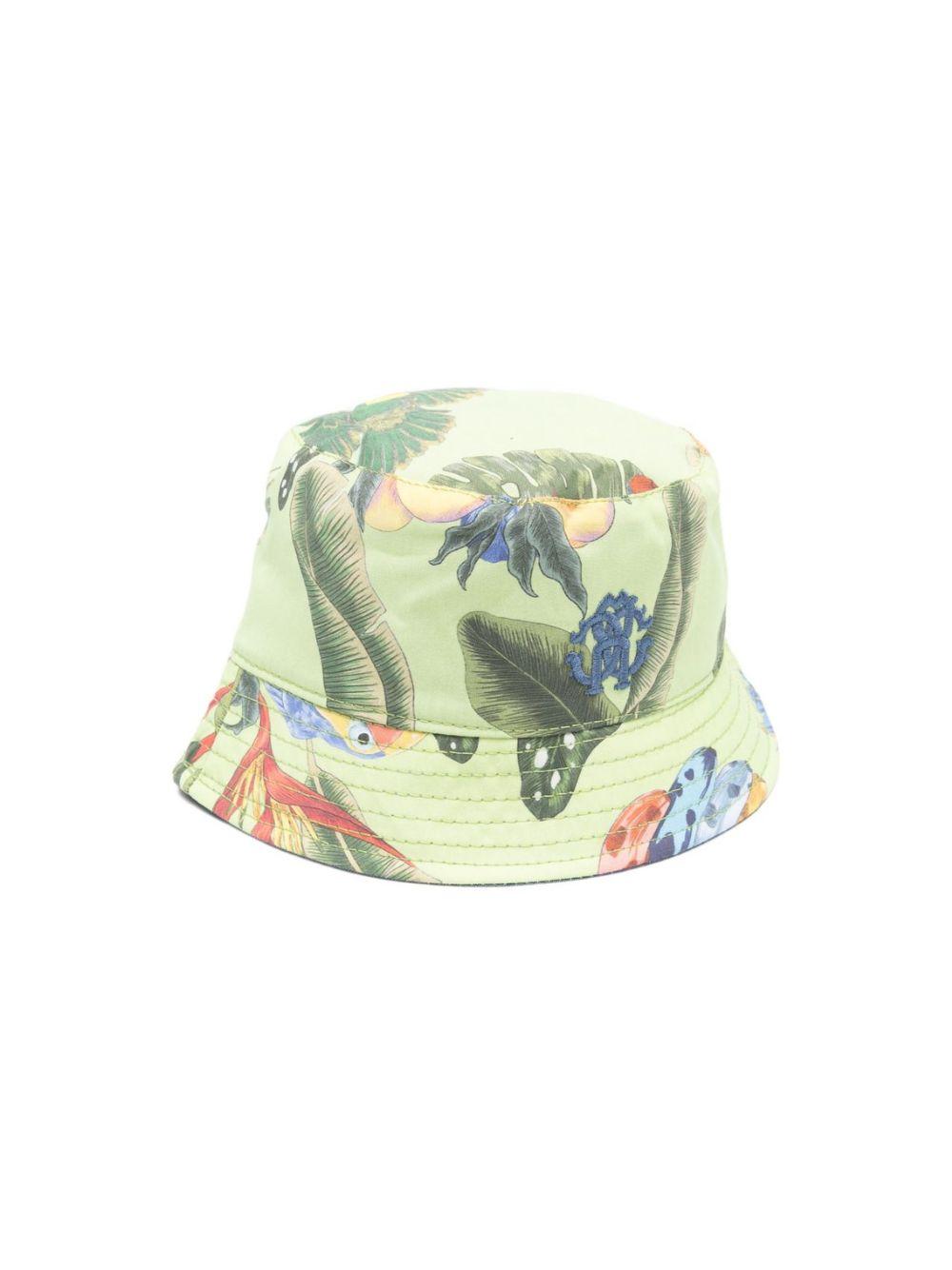 Cappello bucket per neonato Roberto Cavalli Kids verde con stampa volatili CIP26088HA TROP. LIME ROBERTO CAVALLI KIDS 