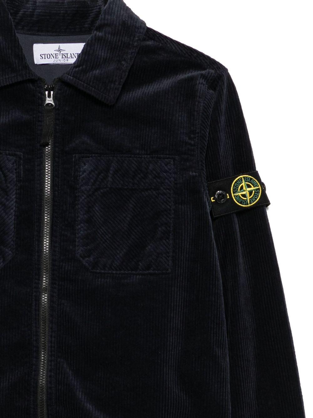 Camicia  per bambino Stone Island Junior blu a coste con zip K2S161200003S0199 V0020 STONE ISLAND JUNIOR 