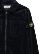 Camicia  per bambino Stone Island Junior blu a coste con zip K2S161200003S0199 V0020 STONE ISLAND JUNIOR 