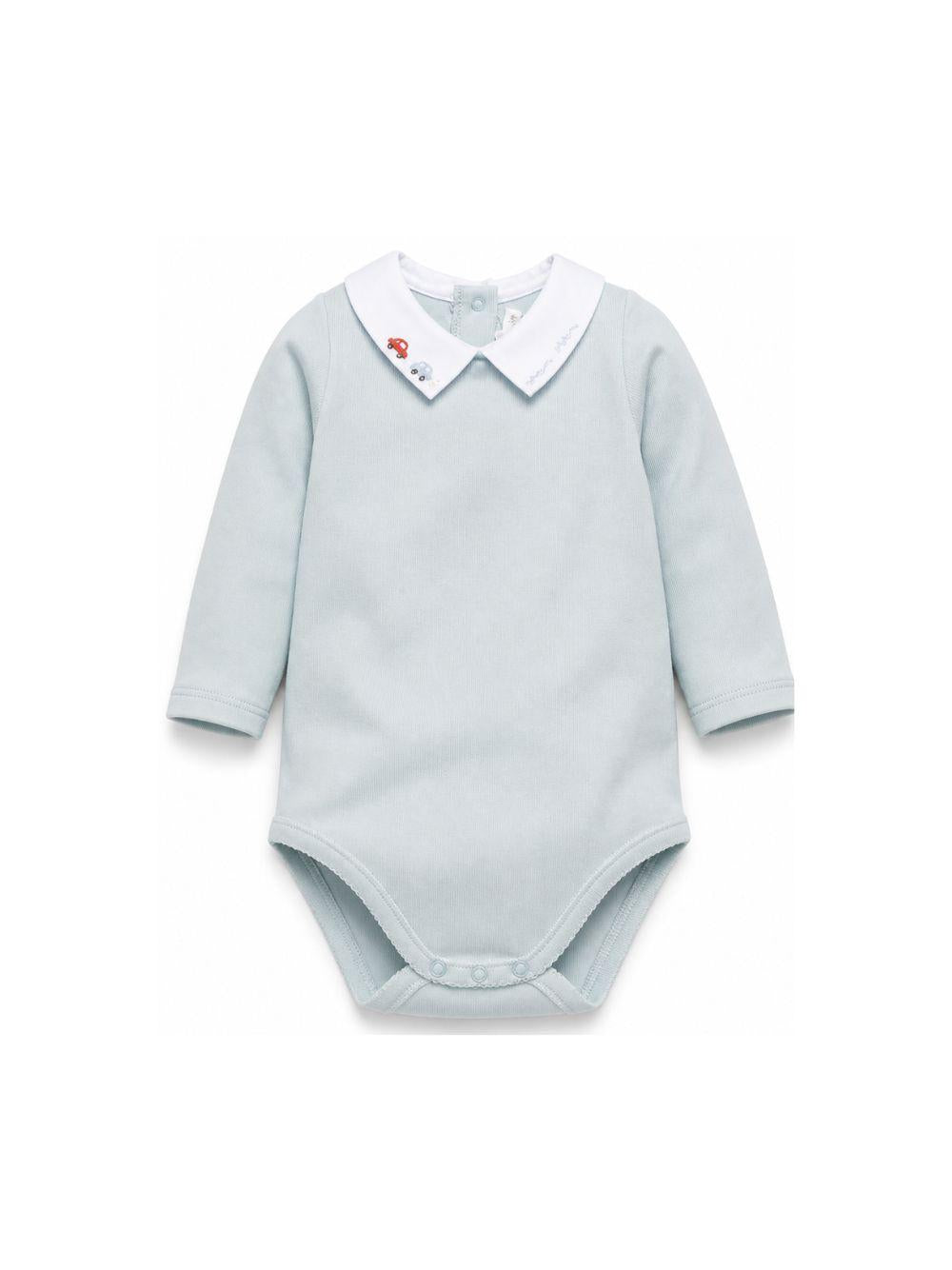 Body per neonato Bonpoint azzurro con ricamo sul colletto W06OUNK00001 015C BONPOINT KIDS 