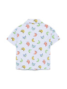 Camicia con stampa banane per bambino Palm Angels Kids azzurro per motivo gessato PBGG002S25FAB003 4142 PALM ANGELS KIDS 