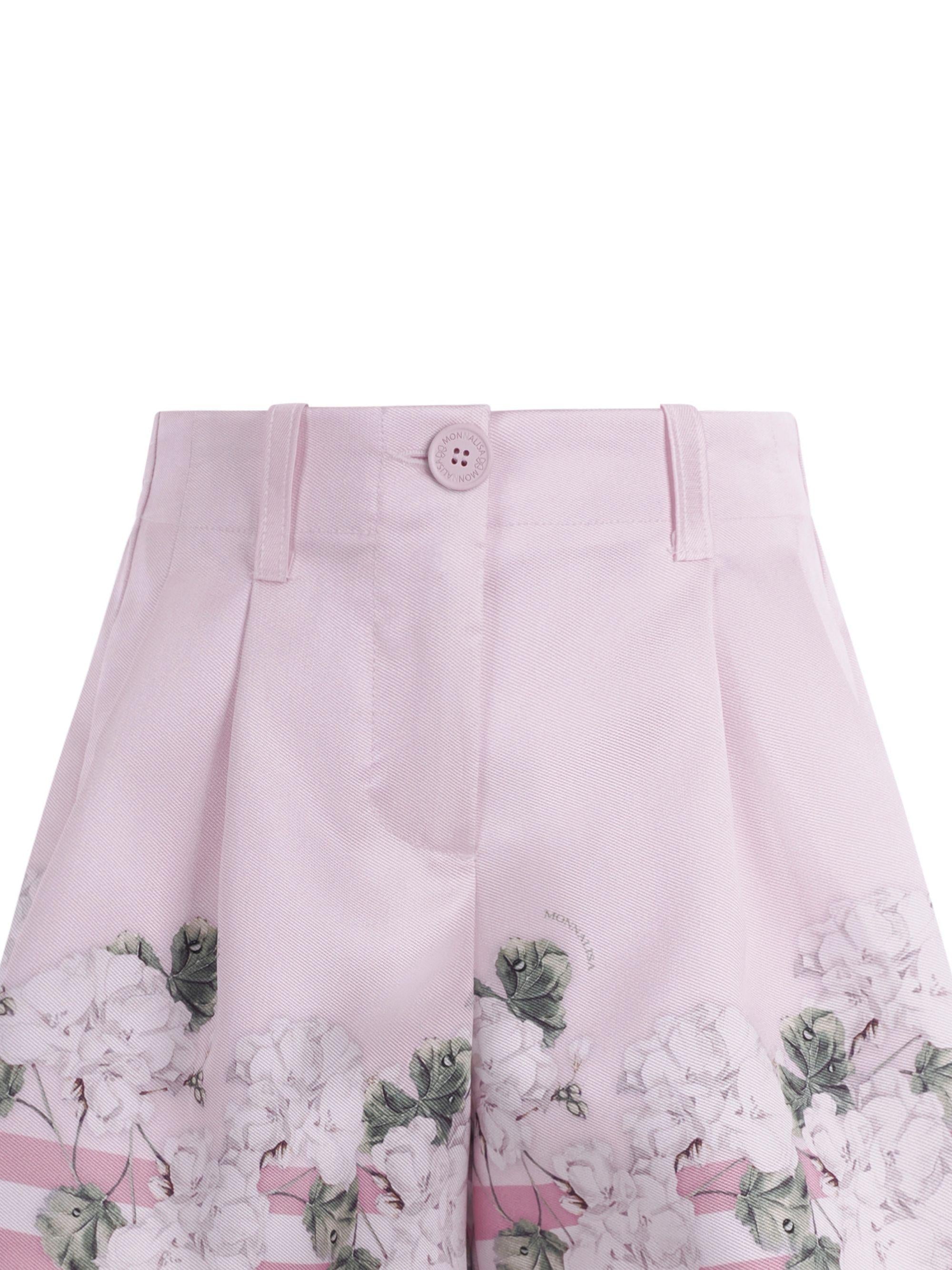 Shorts per bambina Monnalisa rosa con stampa grafica a fiori 71G405 7651 0091 MONNALISA KIDS 