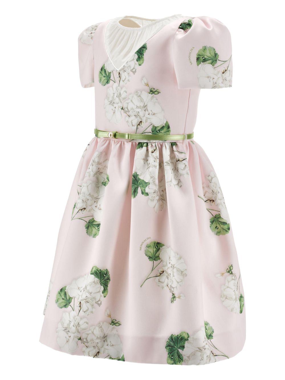 Abito per bambina Monnalisa rosa a fiori con cintura 71G907 7650 0091 MONNALISA KIDS 