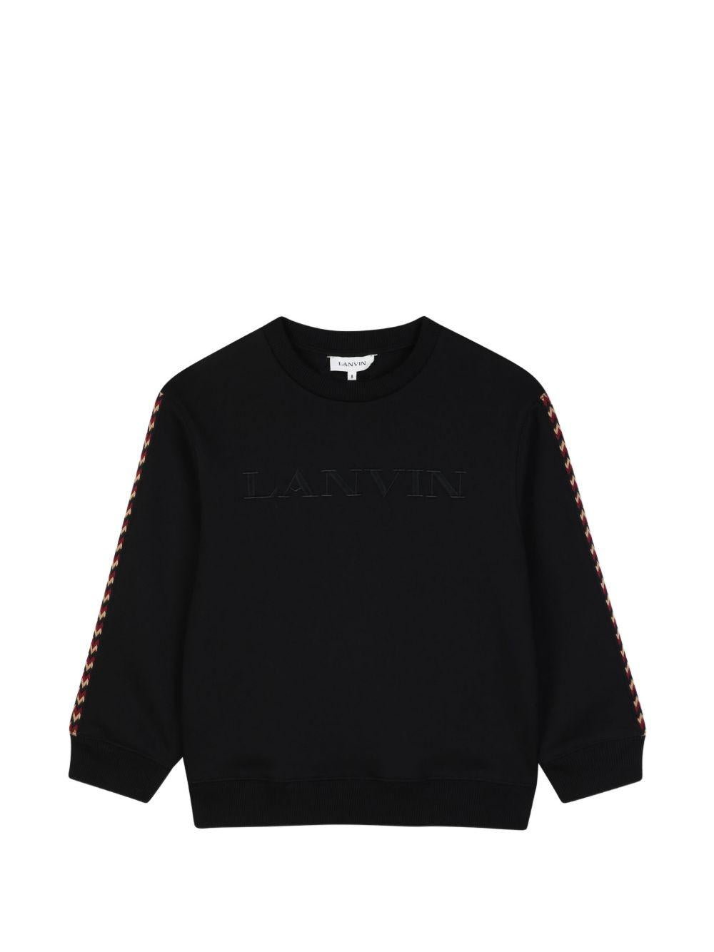 Felpa per bambini Lanvin Enfant nero con ricamo logo sul davanti N30401 09B LANVIN KIDS 