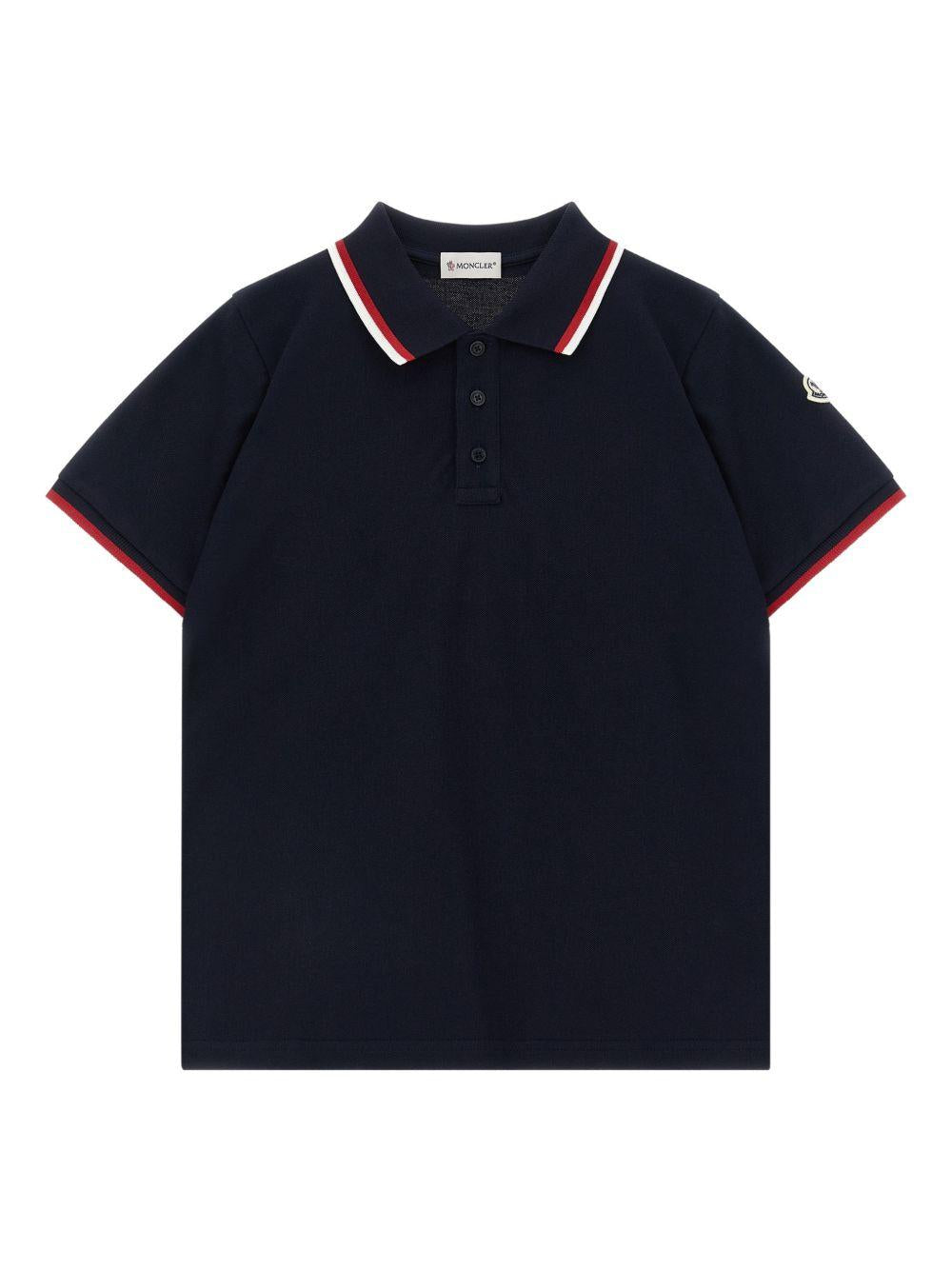 T-shirt per bambino Moncler Enfant blu con dettagli tricolore L19548A000038496W 778 MONCLER KIDS 