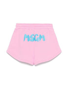 Shorts per bambina MSGM Kids rosa in cotone con logo S5MSJGSH094 MS003 MSGM KIDS 