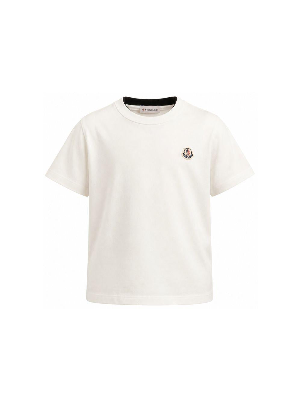 T-shirt per bambino Moncler Enfant bianca con dettaglio logo L29548C0000889AFV 034 MONCLER KIDS 