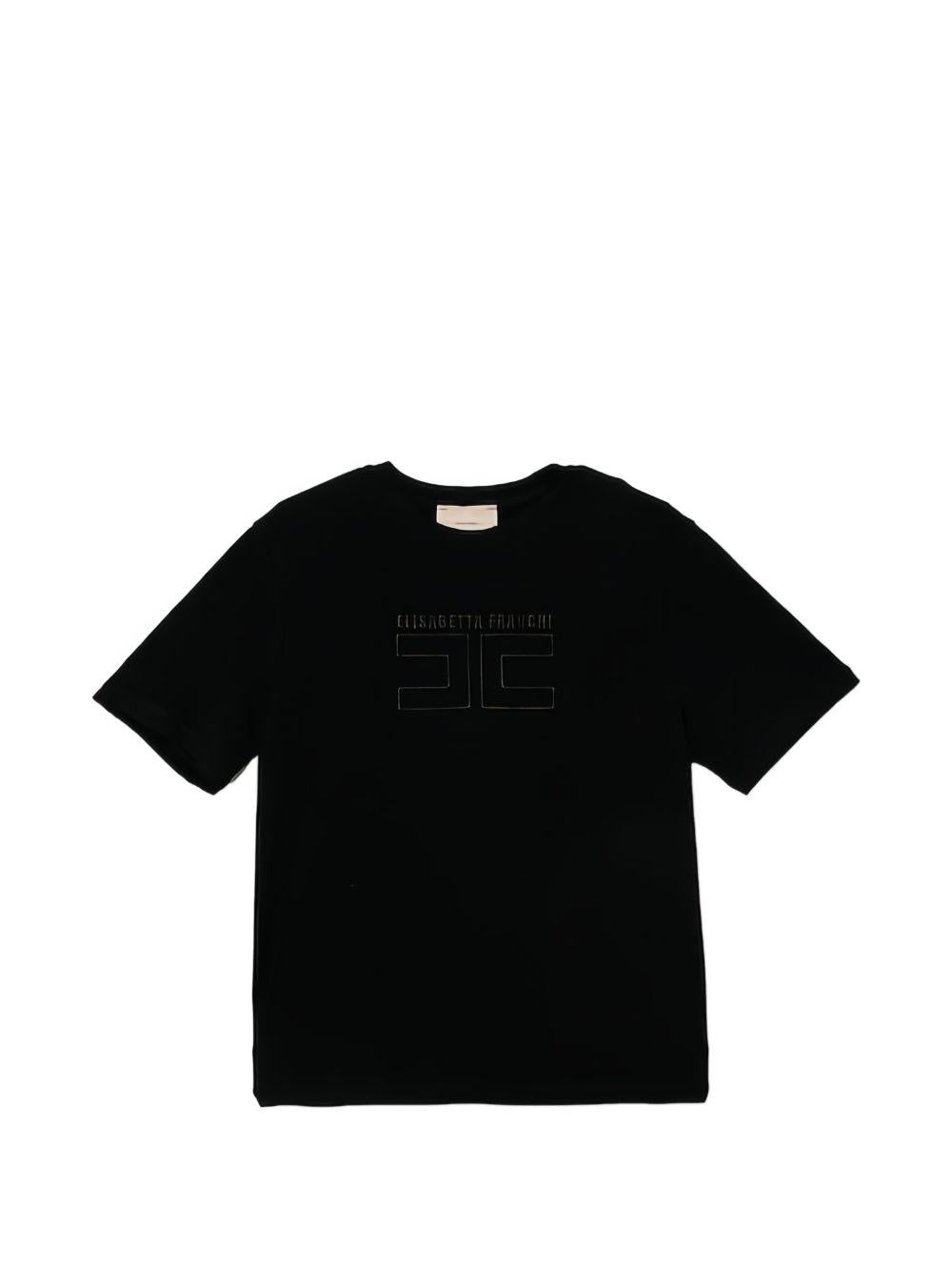 T-shirt per bambina Elisabetta Franchi La Mia Bambina nera con logo sul davanti EFTS2560JE006 N000 ElISABETTA FRANCHI 