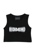 Top per bambina John Richmond Junior nero con stampa logo RGP26058TO BLACK JOHN RICHMOND KIDS 