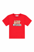 T-shirt da bambino Moschino Kids rossa con stampa orsacchiotti HUM05PLAA23 50109 MOSCHINO KIDS 