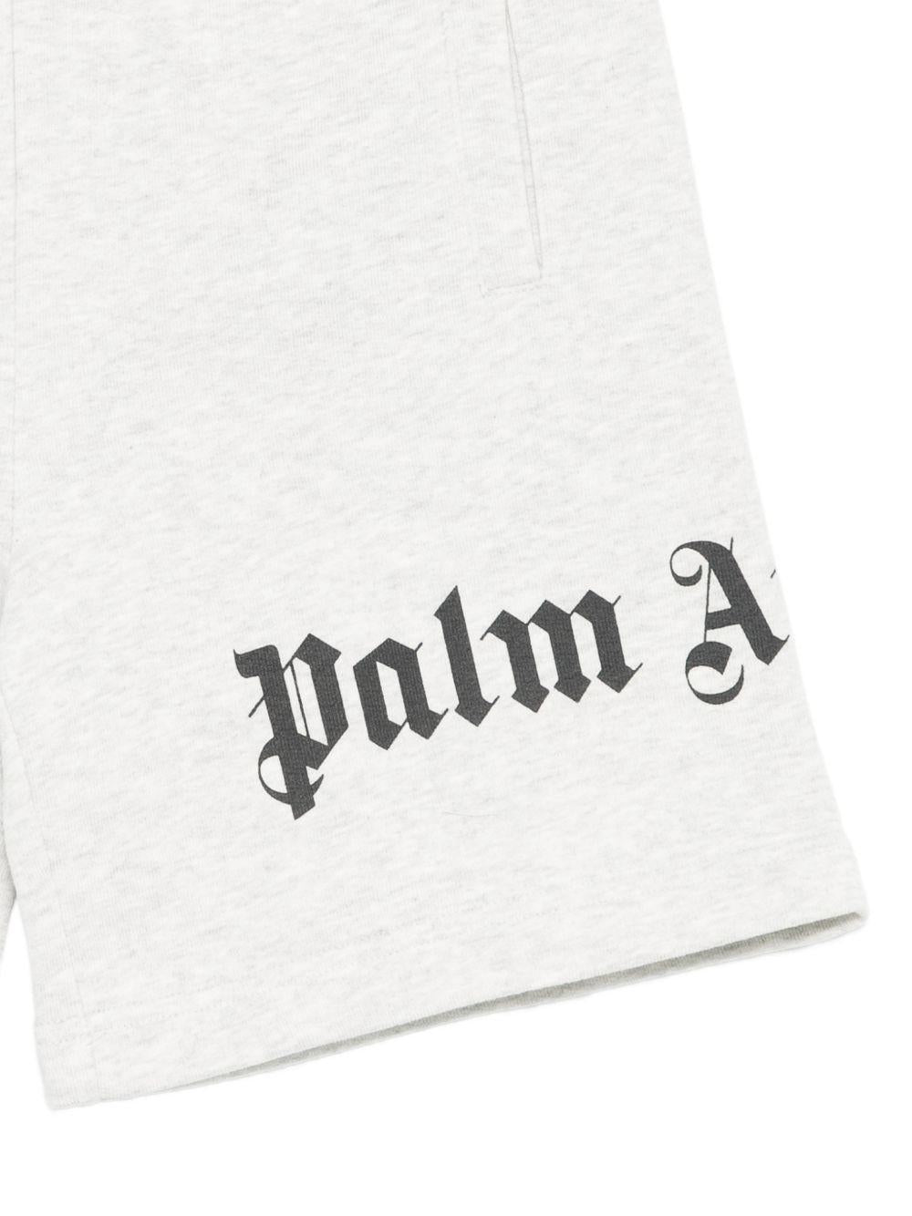 Shorts per bambino Palm Angels Kids grigi con logo sul davanti PBCI006S26FLE001 101 PALM ANGELS KIDS 