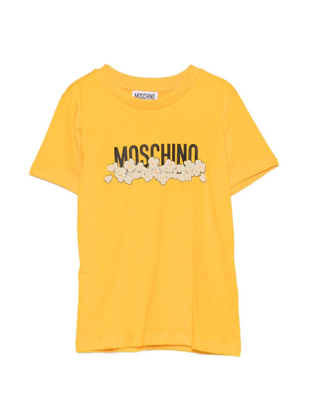 T-shirt per bambini Moschino Kids gialla con stampa grafica con logo H6M058LAA20 51140 MOSCHINO KIDS 