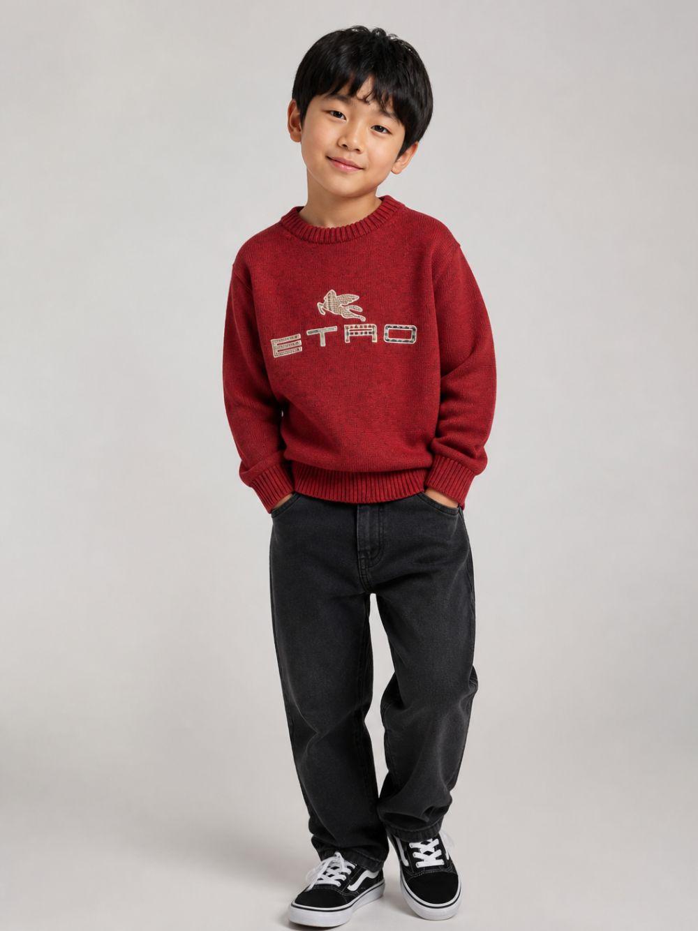 Maglione per bambino Etro Kids rosso con logo ricamato sul davanti GZ9P10 Z2808 840 ETRO KIDS 