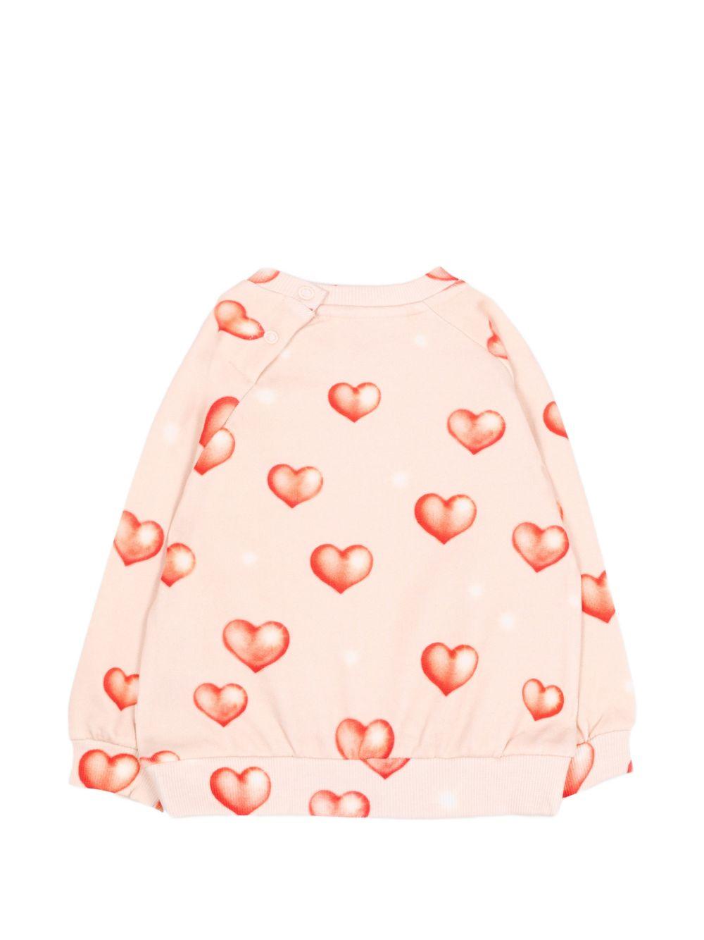 Felpa neonata Molo Kids rosa con stampa grafica cuori 4W26J201 5741 MOLO KIDS 