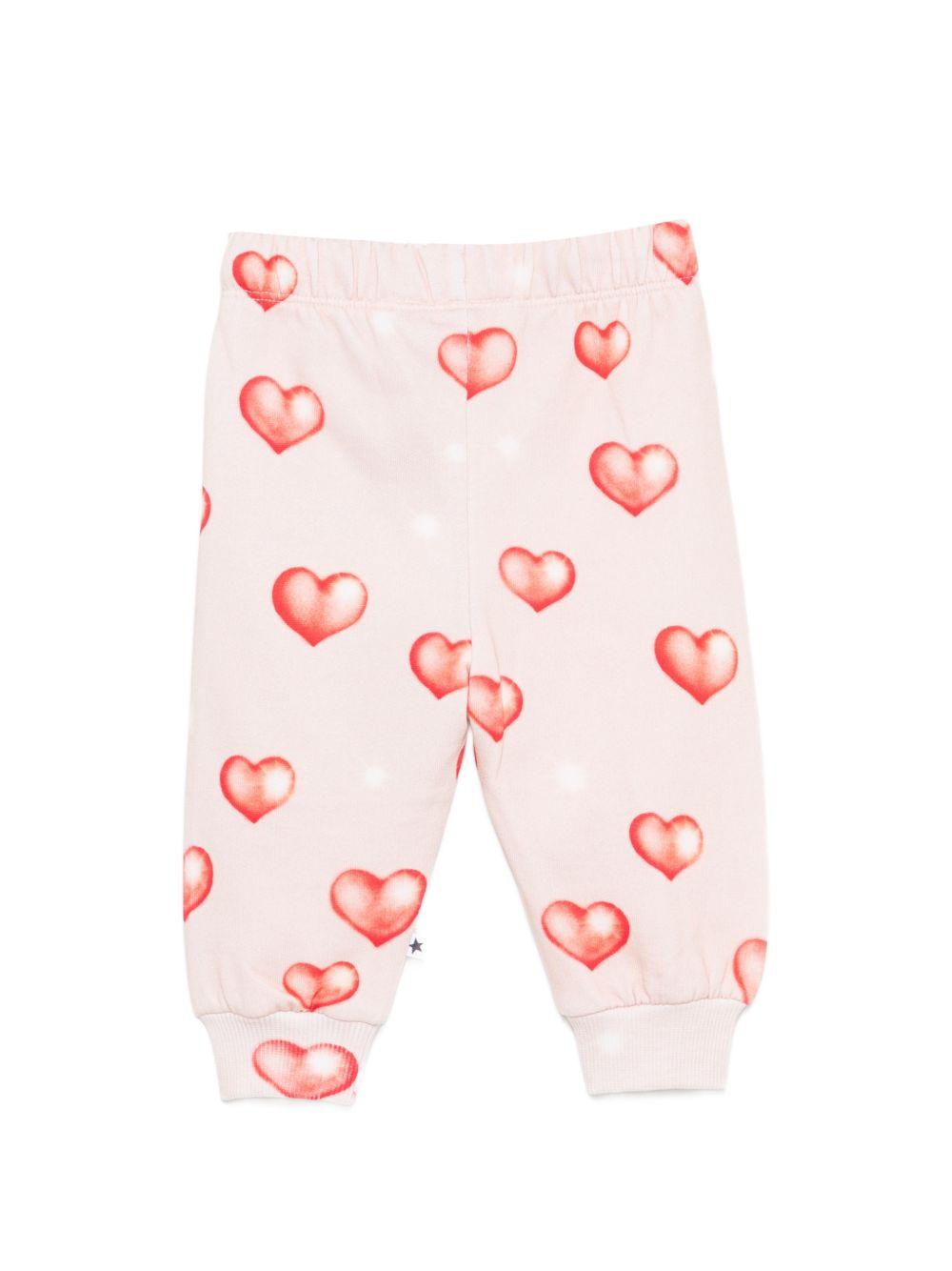 Pantaloni sportivi per neonata Molo Kids rosa con stampa grafica a cuori 4W26I201 5741 MOLO KIDS 