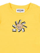 T-shirt per neonati Moschino Kids gialla con logo sul davanti MXM047LAA02 50577 MOSCHINO KIDS 