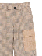 Pantaloni per bambino Fendi Kids beige con motivo a quadri JMF556 AYMB F0QU5 FENDI KIDS 