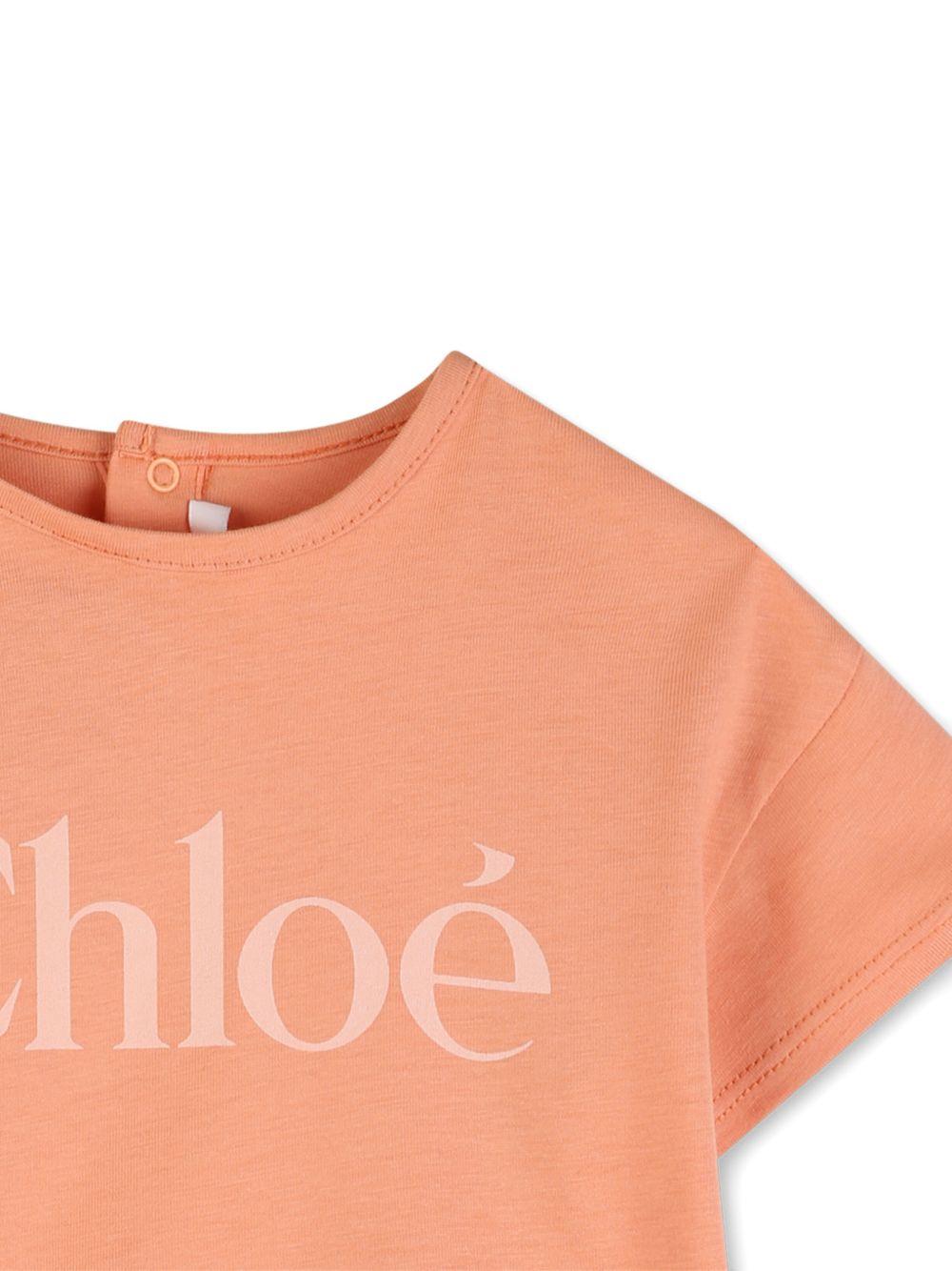 T-shirt per neonata Chloé Kids arancione con scritta logo C20910 43A CHLOE' KIDS 