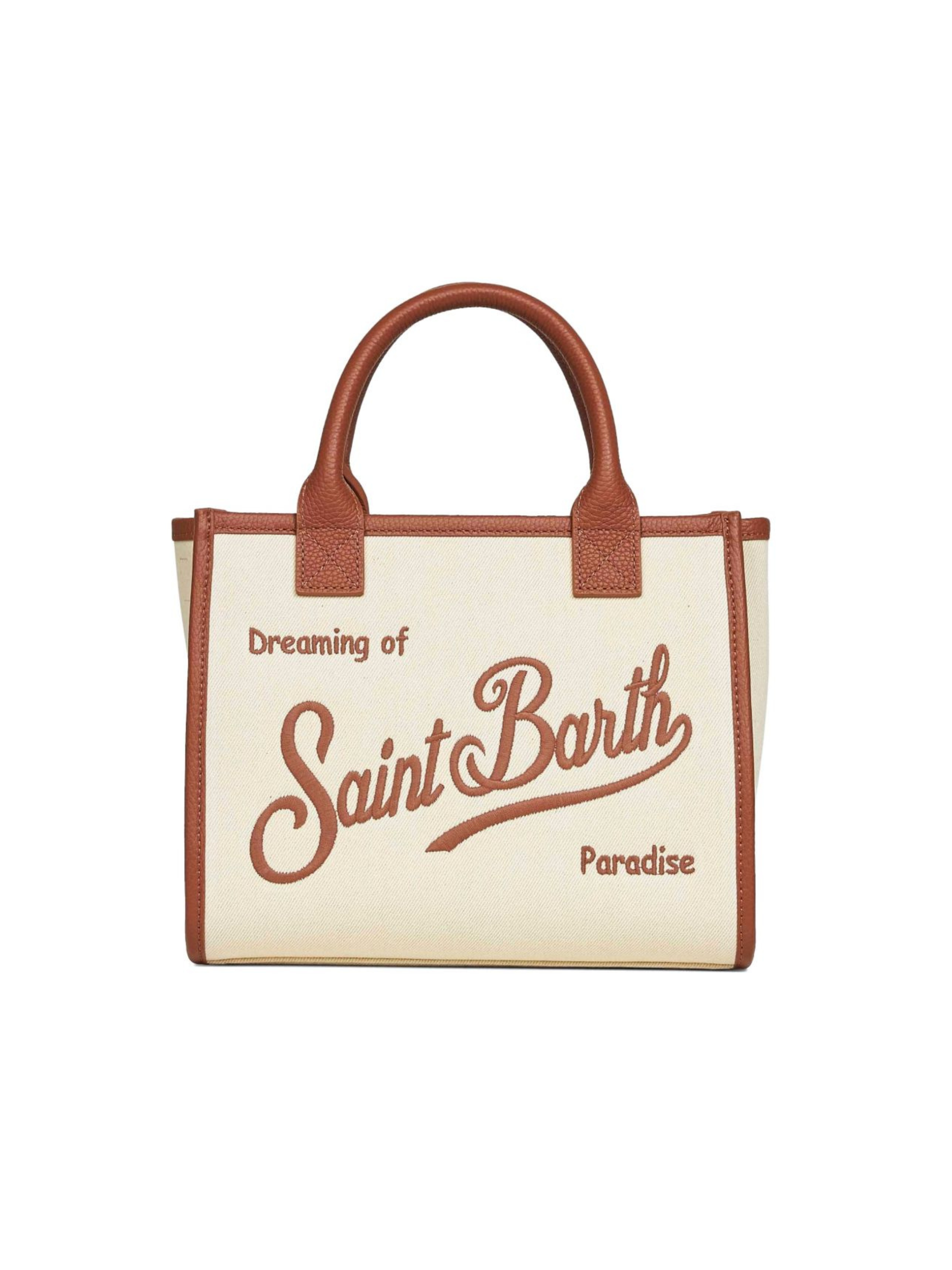 Borsa Vanity Midi Denim MC2 Saint Barth beige chiaro con logo ricamato VANMD001 01517L MC2 ST. BARTH 