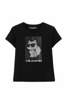 T-shirt per bambina Karl Lagerfeld Kids nero con dettaglio logo Z31158 09B KARL LAGERFELD KIDS 