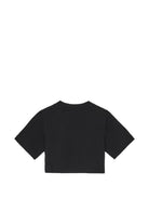 T-shirt per bambina Palm Angels Kids nera con logo sul davanti PGAA004S26JER001 110 PALM ANGELS KIDS 