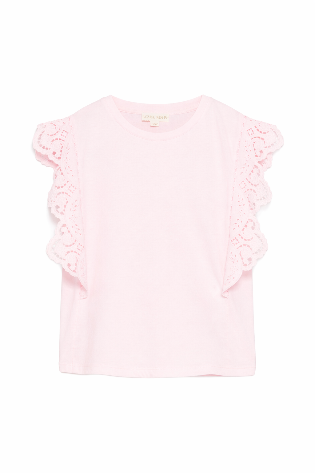 T-shirt Malalia per bambina Louise Misha rosa con dettagli in pizzo GRI-S26-T0299 BLUSH LOUISE MISHA KIDS 