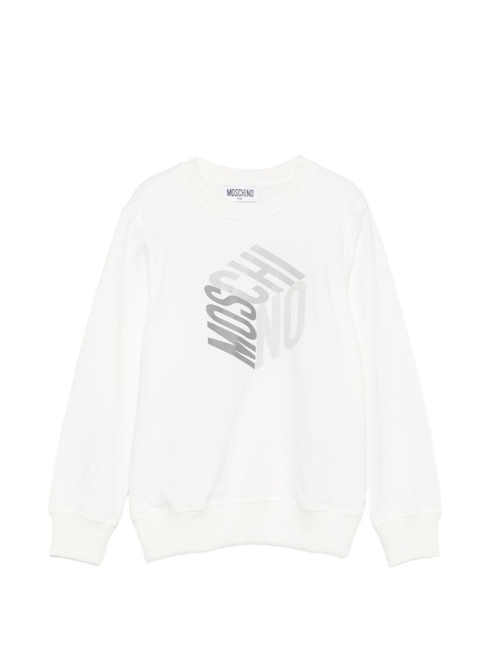 Felpa per bambino Moschino Kids bianca con stampa grafica HUF0A2LCA92 10063 MOSCHINO KIDS 