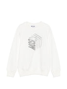 Felpa per bambino Moschino Kids bianca con stampa grafica HUF0A2LCA92 10063 MOSCHINO KIDS 