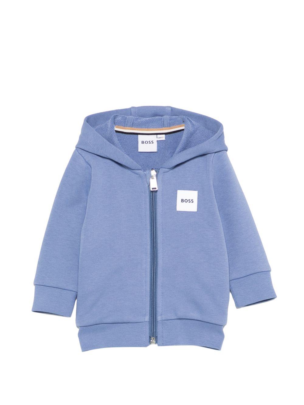 Felpa per neonato Boss Kidswear azzurra con toppa con logo J52866 881 BOSS KIDS 