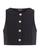 Panciotto per bambina Balmain Kids nero con bottoni dorati sul davanti BY5A02 J0371 930 BALMAIN KIDS 