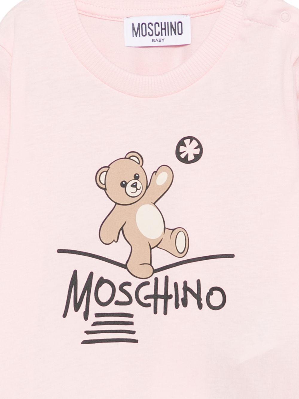 T-shirt per neonata Moschino Kids rosa con motivo Teddy Bear MOO014LAA20 50209 MOSCHINO KIDS 