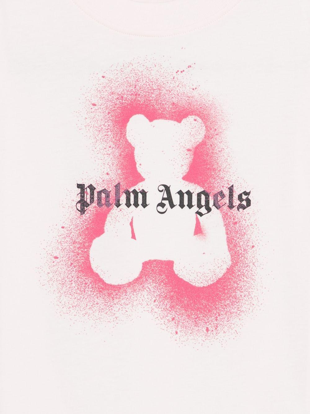 T-shirt per bambina Palm Angels Kids rosa con stampa Teddy sul davanti PGAA002S26JER007 042 PALM ANGELS KIDS 