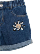 Shorts per neonato Moschino Kids denim con Teddy Bear sul davanti MUQ01TL0E34 41104 MOSCHINO KIDS 