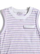Canotta per bambino Brunello Cucinelli Kids lilla con stampa a righe e design a coste BL917T444 C001 BRUNELLO CUCINELLI KIDS 