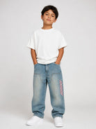 Jeans per bambino Amiri Kids denim con ricamo logo sul davanti ACBMJE1002 000F AMIRI KIDS 