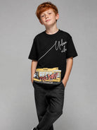 T-shirt per bambino Fendi Kids nera con stampa grafica JMI525 AVWL F0GME FENDI KIDS 