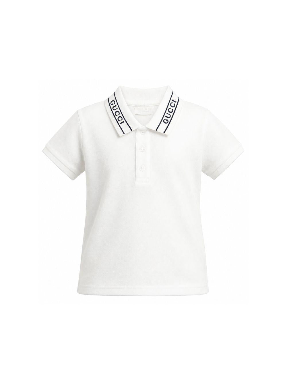 T-shirt per neonato Gucci Kids bianca con logo sul colletto 805415XJHNL 9024 GUCCI KIDS 