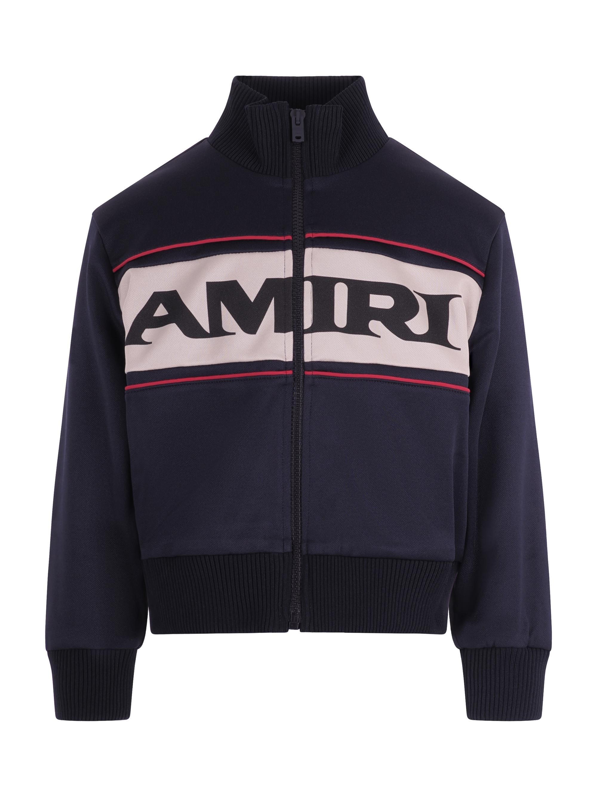 Felpa per bambino Amiri Kids blu con logo sul davanti ACOUJA1001 508 AMIRI KIDS 